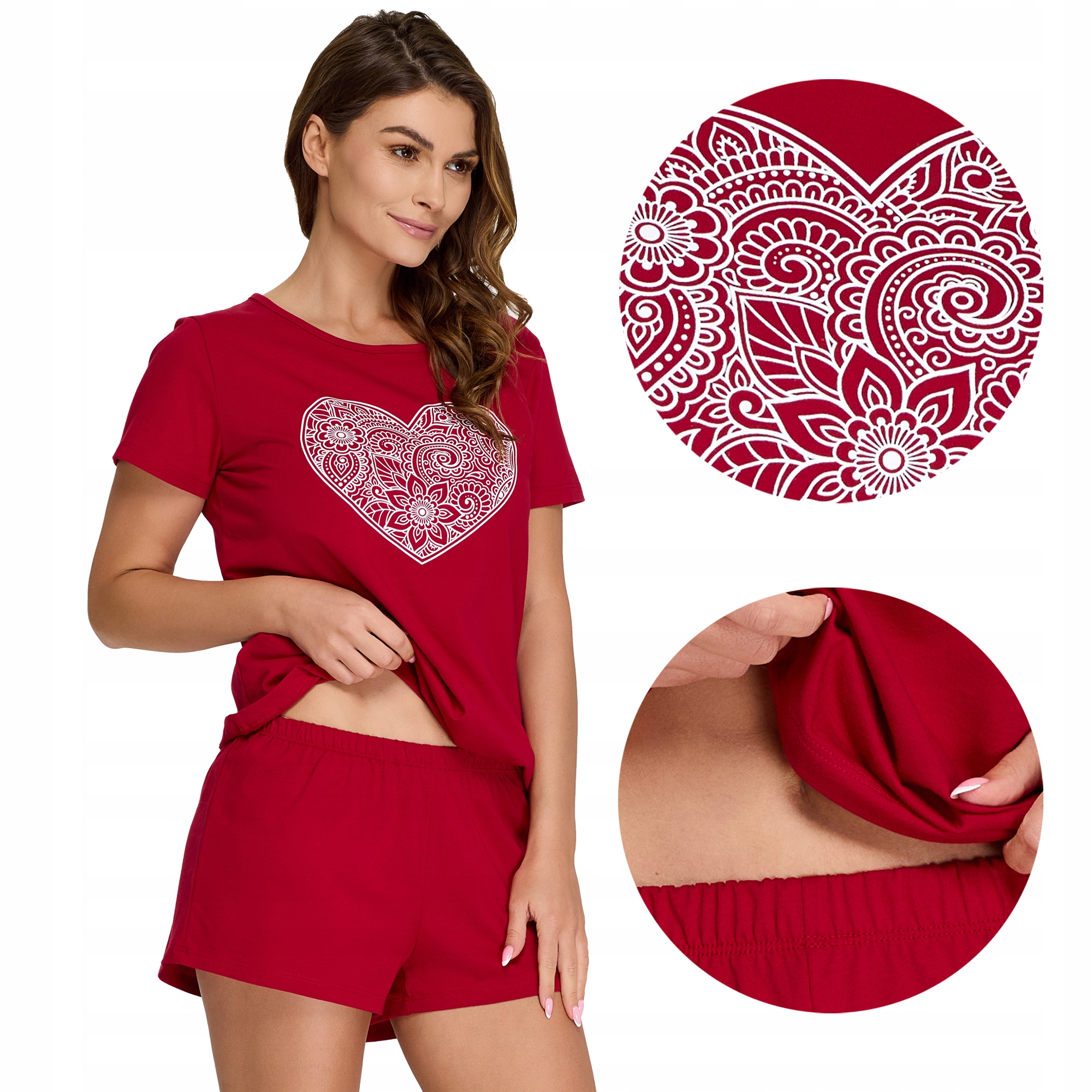 Piżama damska bawełniana krótki rękaw krótkie spodenki dwuczęściowa 3XL