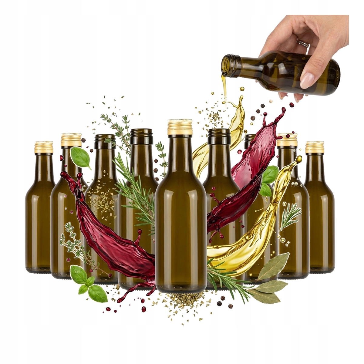 50 x skleněná láhev na Víno 200 Ml Tmavé Sklo na víno Ocet Likéry Dárek