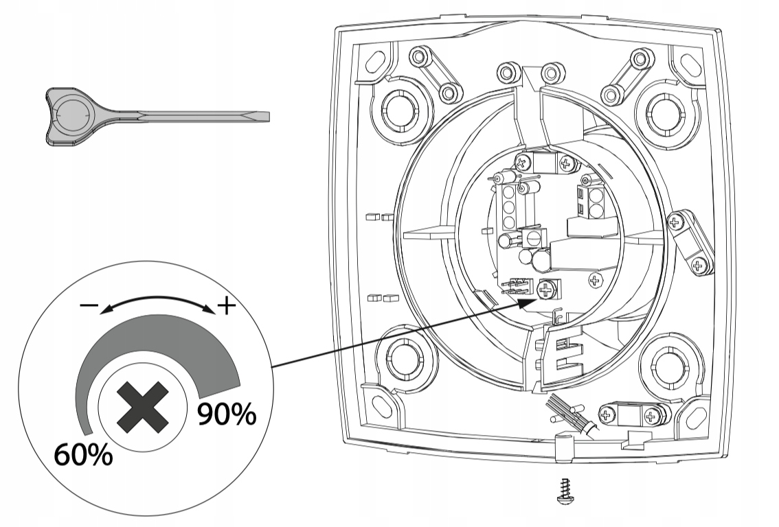 REKUPERATOR ŚCIENNY VENTIKA SOLO+ ŚR. 100 mm PILOT CZUJNIK WILGOCI WTYCZKA Zakres klas efektywności energetycznej A+ - G