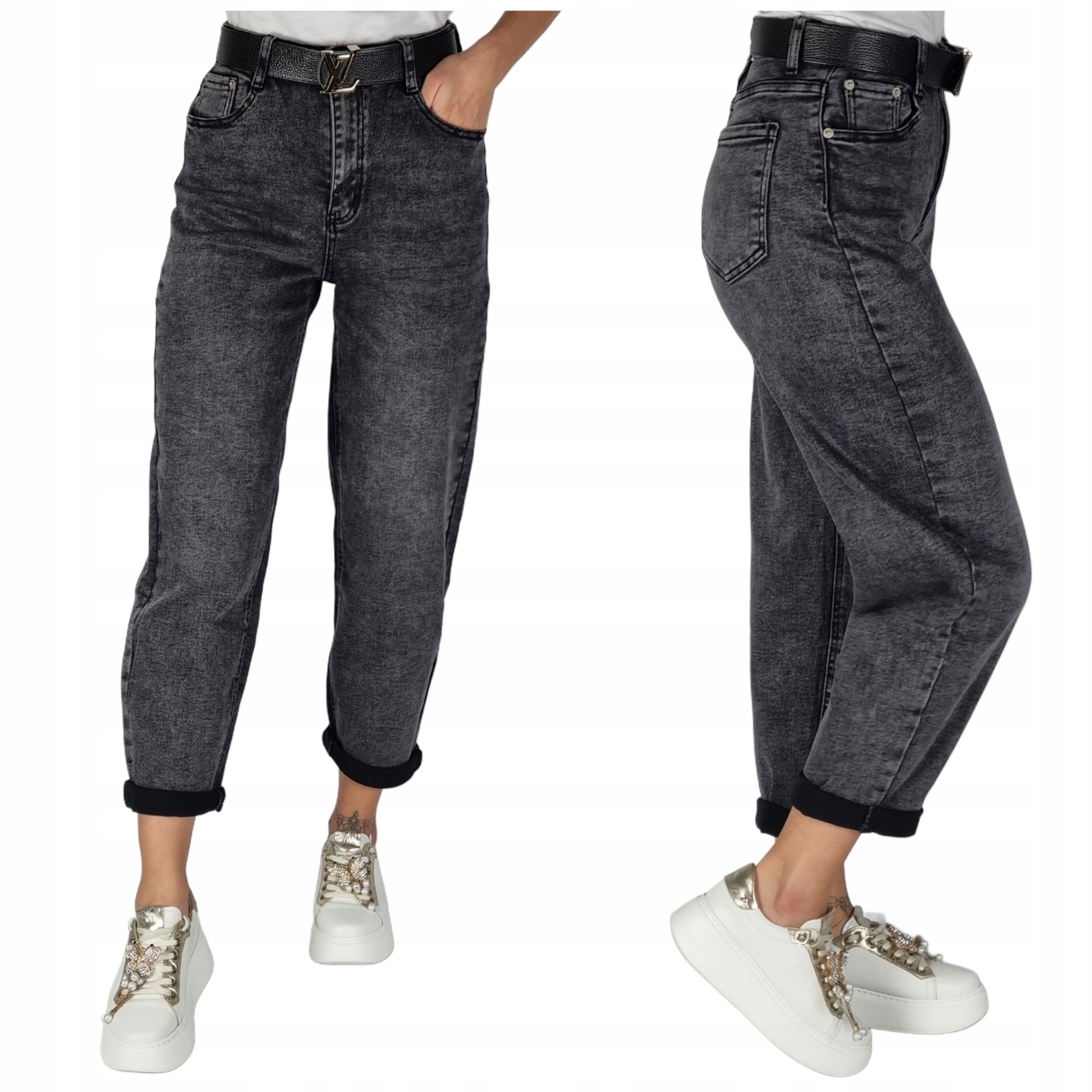 Spodnie Jeansowe Szare Mom Fit Verden Jeans L