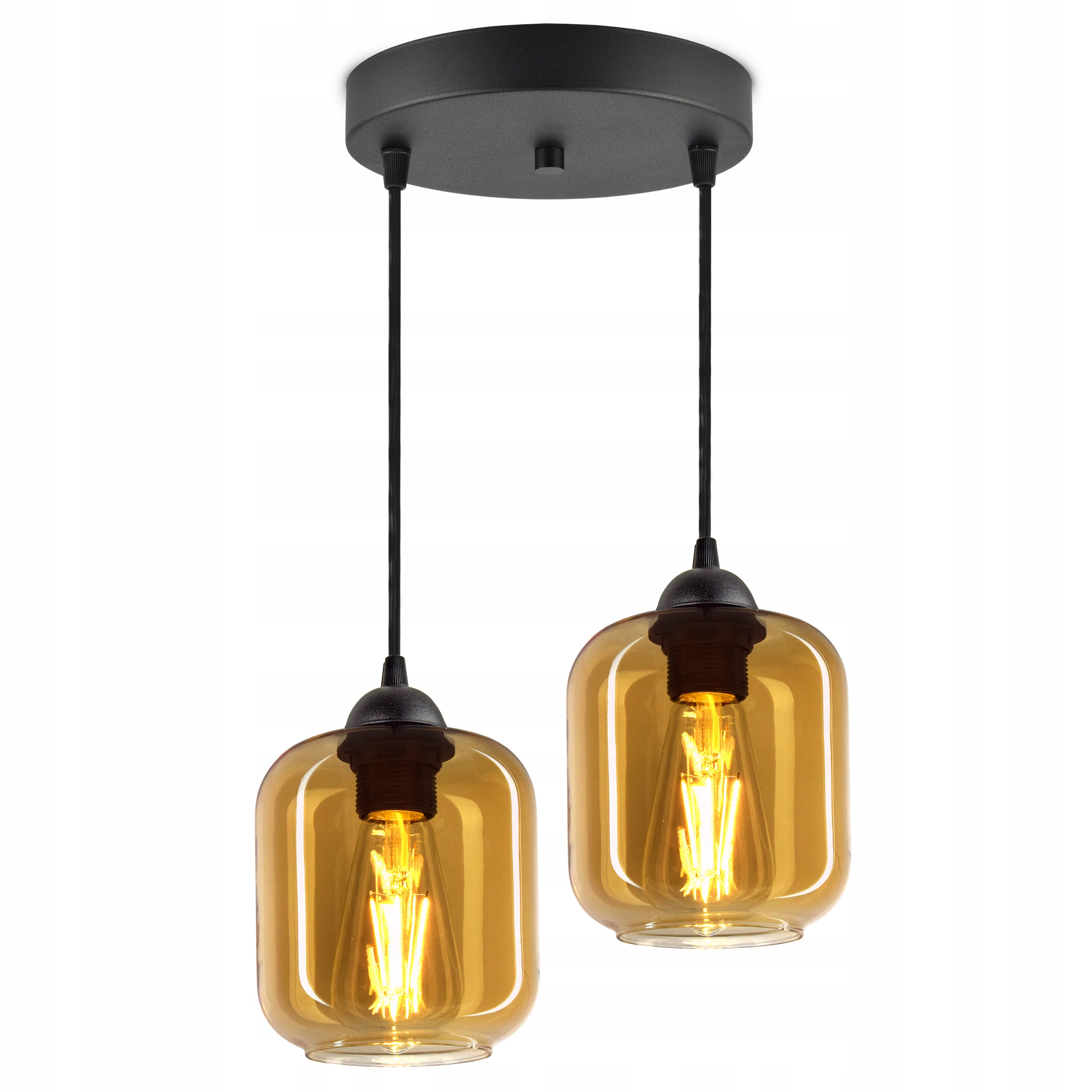

Lampa Wisząca Żyrandol Plafon 2 Klosze Miód Led