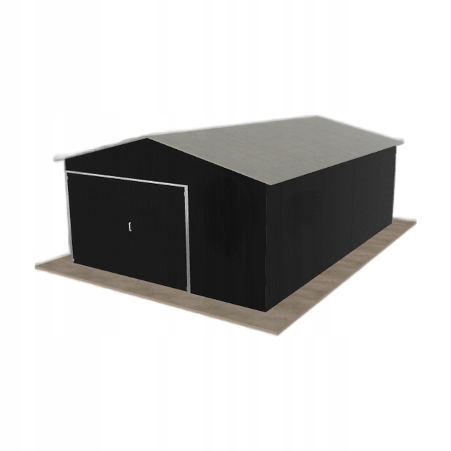 Plechová garáž 4.5 x 6.5 m jednopolohová, dvoupolohová, černá