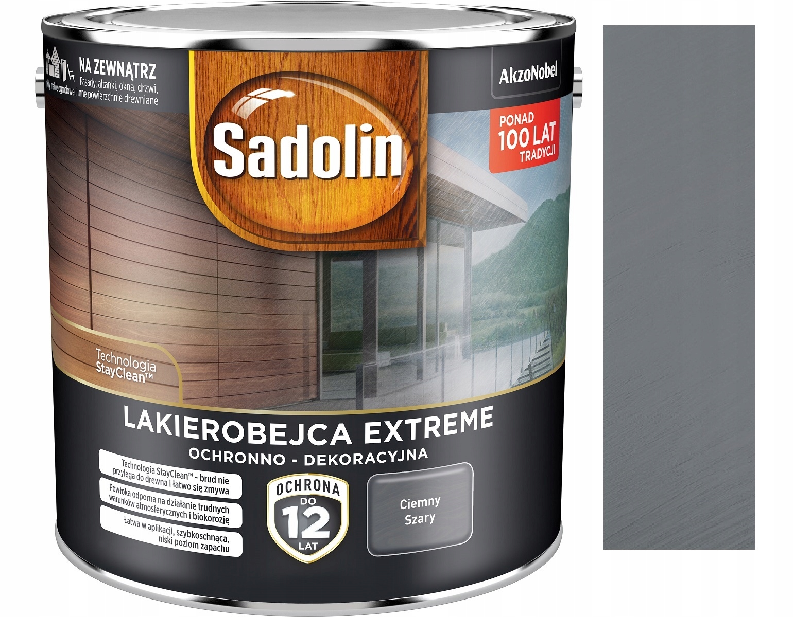 Sadolin Lakierobejca Extreme Do Drewna Ciemno Szary 2.5L