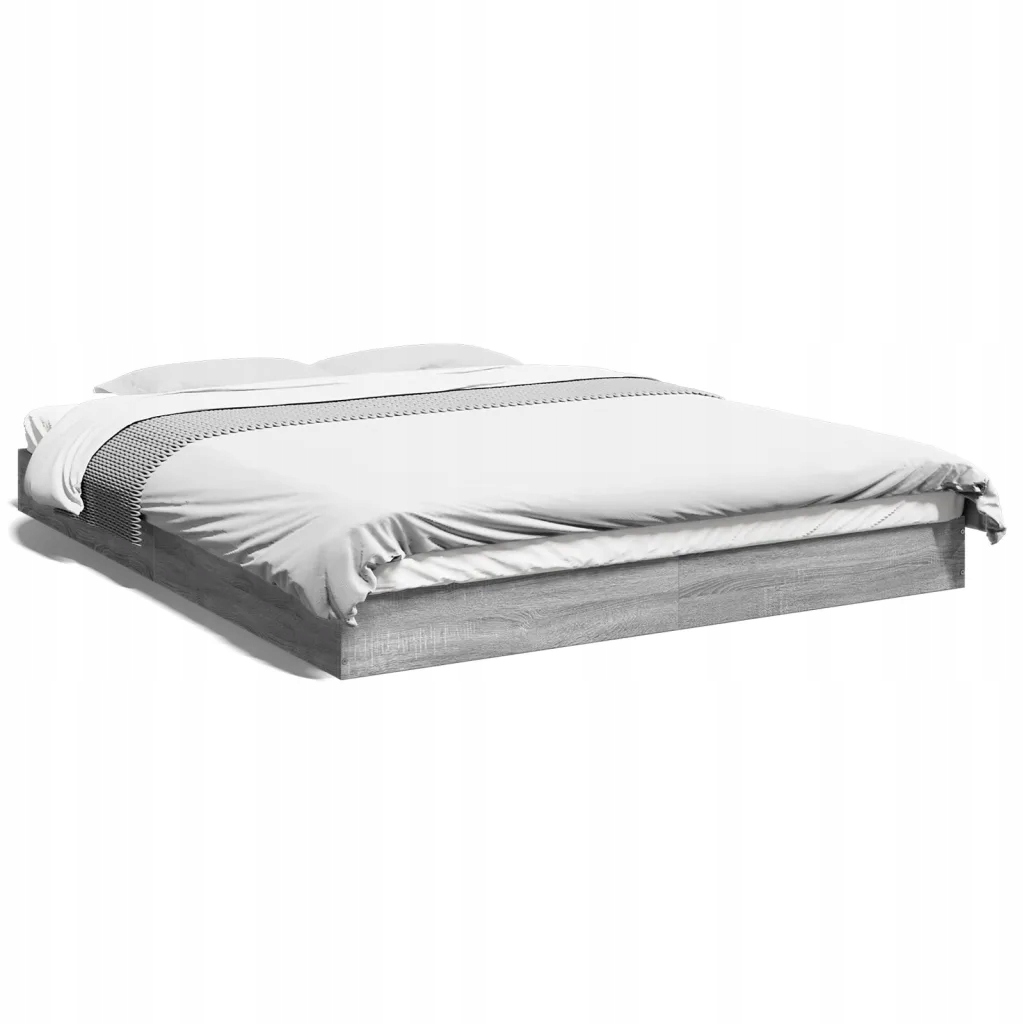 Rám postele 203 x 163 x 17 cm, šedý dub sonoma, materiál dřevo