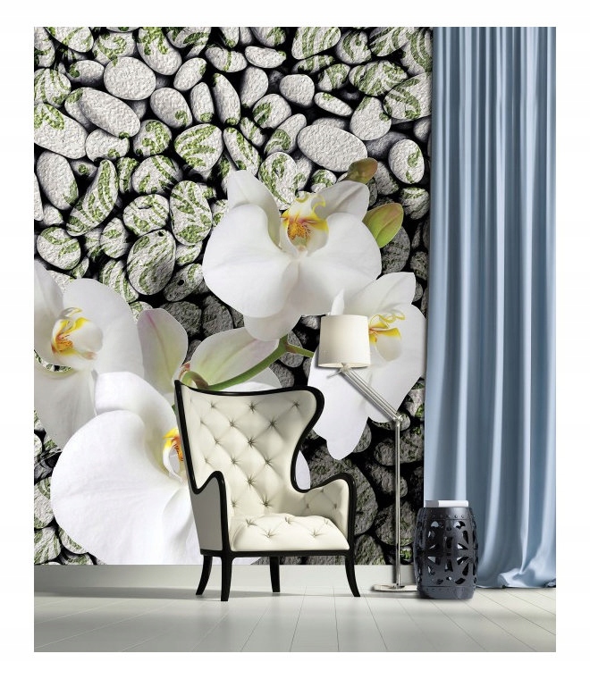 Fototapeta Orchideje a vinylové kameny 184x254 do lázeňského salonu lepidlo