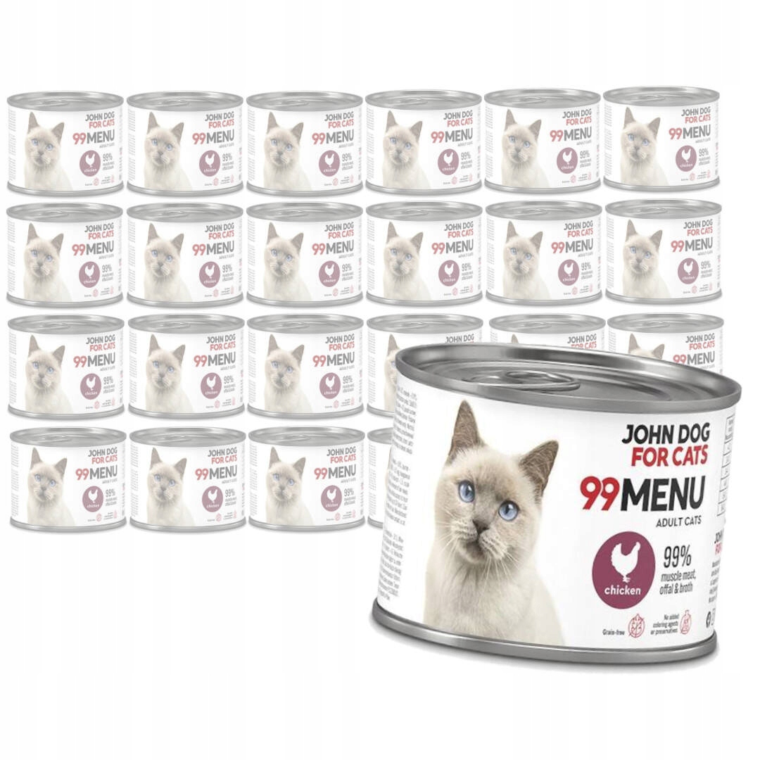 John Dog for Cats 99 Menu Mokré Krmivo Pro Kočky s kuřecím masem 24x200 g