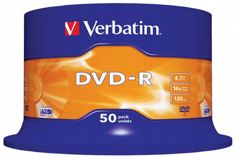 Płyta Dvd-r Azo 4,7GB prędkość 16x cake 50szt-Zdjęcie-0