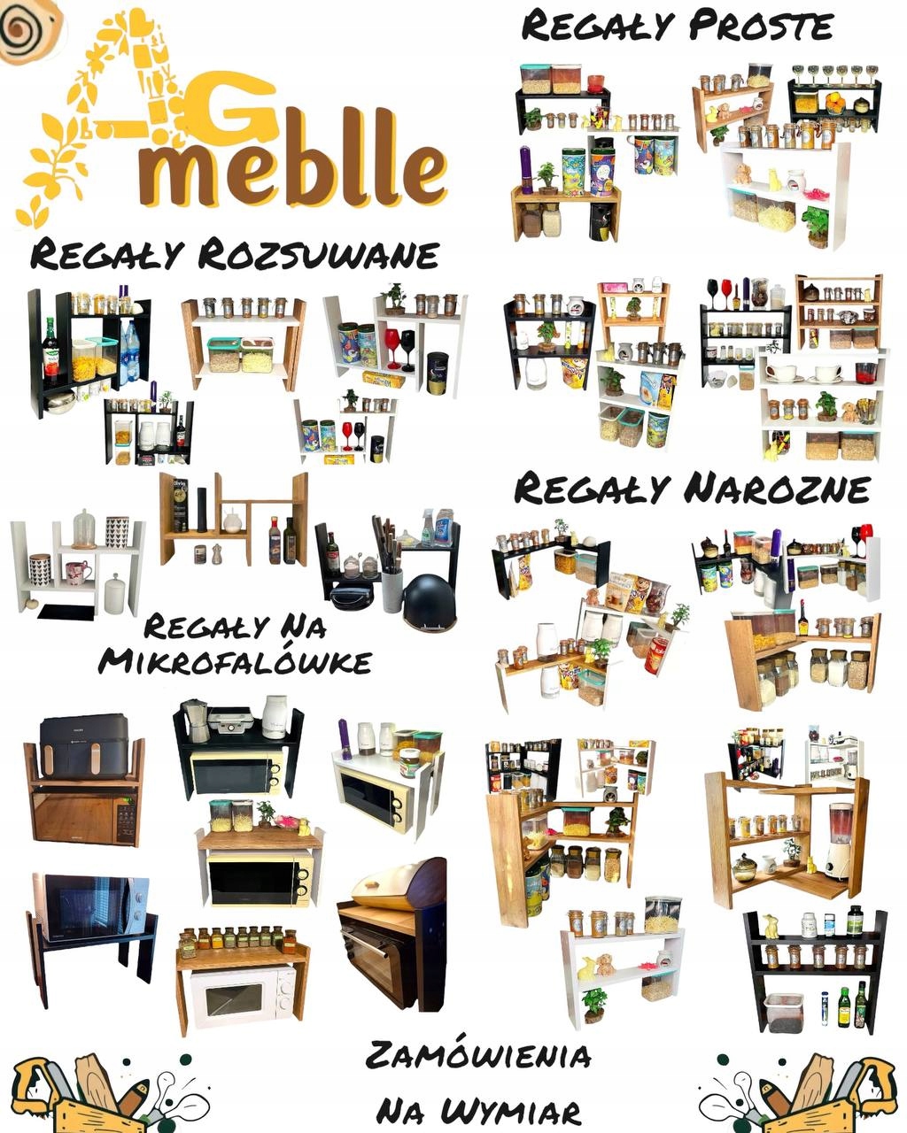 SZAFKA REGAŁ PÓŁKA NA BLAT STOJĄCA 45x35x11 Czarny+Dąb Grubość półki 18 mm