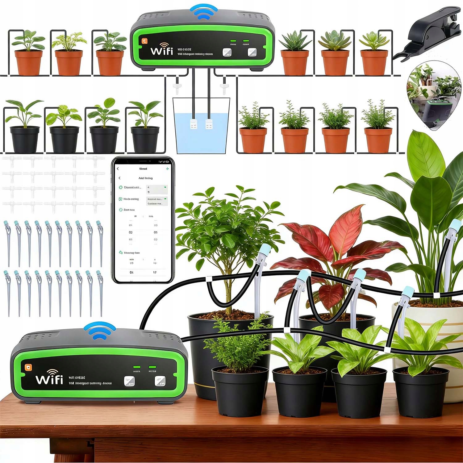 Systém Zavlažování Zahrady, Automatické Kapkové 20 Trysek Usb Baterie
