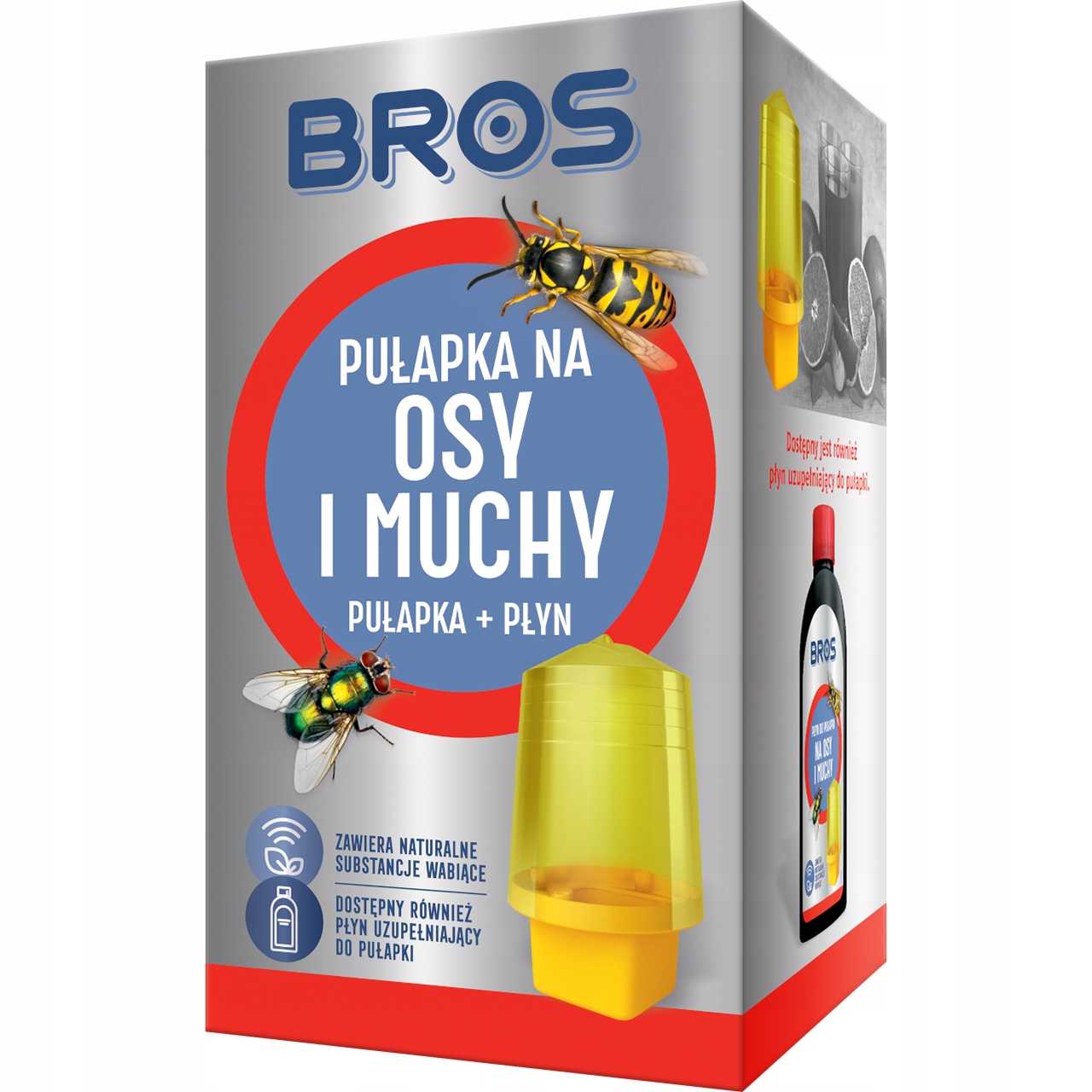 

Silnie wabiąca pułapka na Muchy i Osy płyn Bros