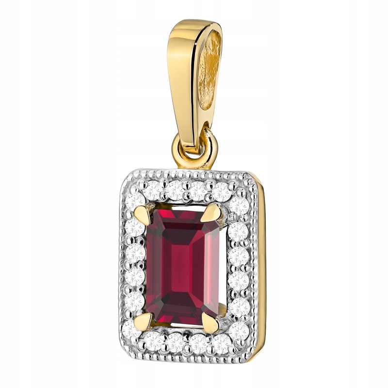 Zlatý Přívěsek Přívěsek pr. 585 s granátem 0,70 ct a brilianty 14k