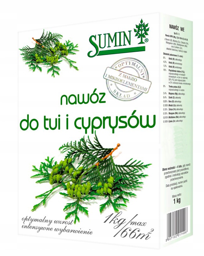 

Nawóz Do Tui I Cyprysów 1KG Sumin Na Brązowienie