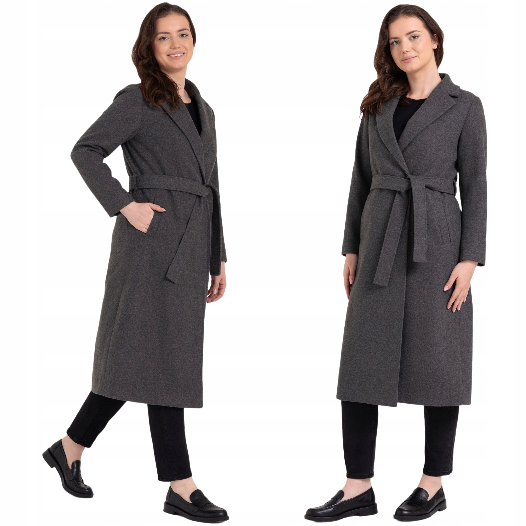 Dámský kabát Klasický Moraj Pohodlný, vázaný s kapsami Plus Size XXL