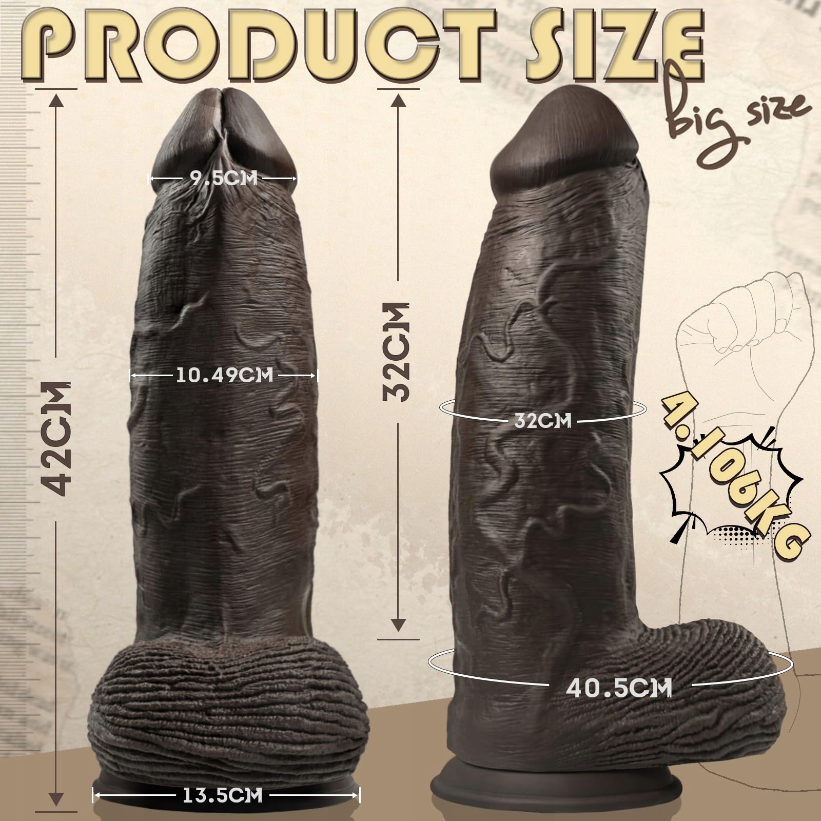 XXL REALISTISCHER DILDO Silikonowy Duży Dildo z Przyssawką — miniatura 2