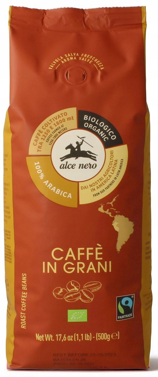 Levně Káva Zrna Arabica 100% Fair Trade Bio 500 g Alce Nero