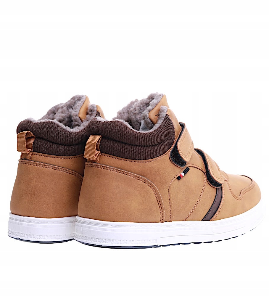 ZIMOWE CAMELOWE BUTY CHŁOPIĘCE ZAPINANE NA RZEPY TRAMPKI 15328 33 Kolor brązowy