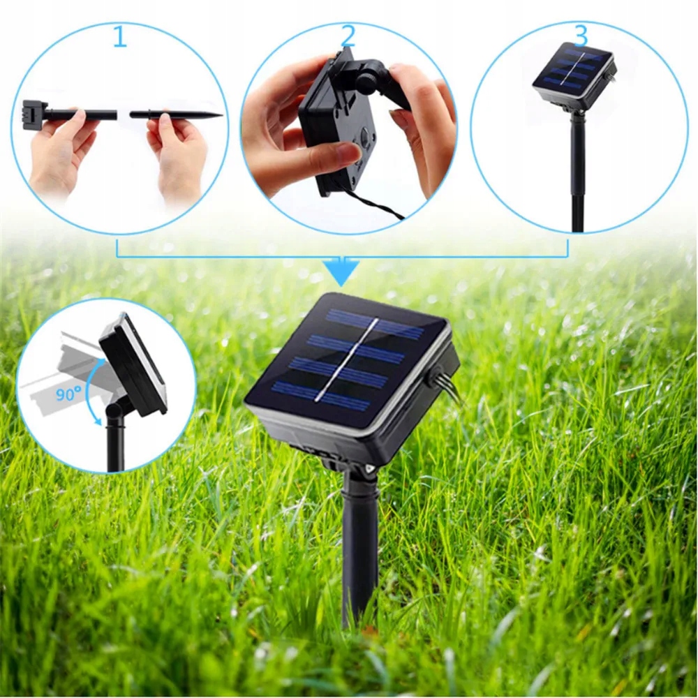 LAMPKI OGRODOWE GIRLANDA SOLARNA LED KWIATKI NA TARAS DO OGRODU 50LED 7M Odległość między żarówkami 14 cm