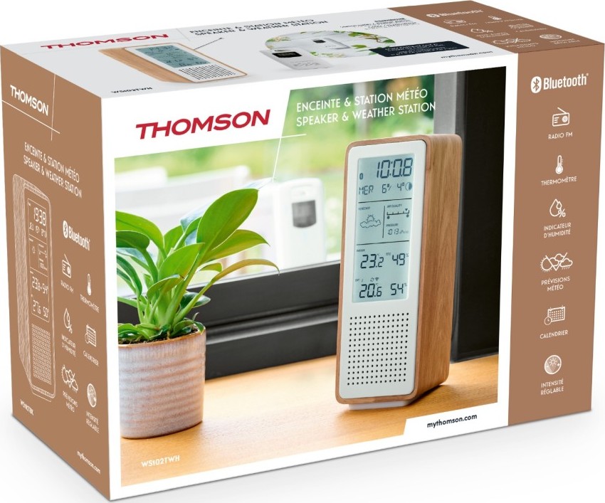 Thomson Cosy meteorologická stanice s rádiem a reproduktorem Bt bílá WS102TWH