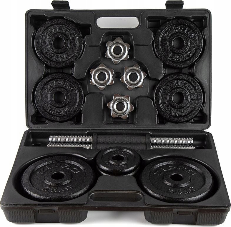 Zestaw Hantle Regulowane 2x10 kg Żeliwne do Ćwiczeń Gryfy Walizka Zipro