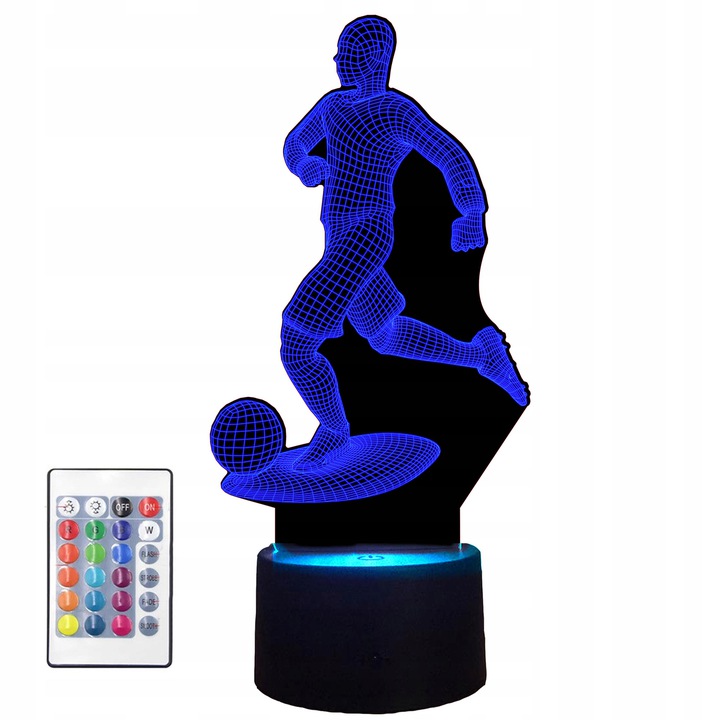 Lampka na biurko Piłkarz 3D 16kolorów LED PLEXIDO Zasilanie bateryjne sieciowe