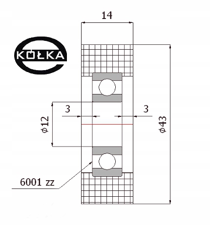 ROLKA TWORZYWOWA fi.43 mm Z ŁOŻYSKIEM Waga produktu z opakowaniem jednostkowym 0.02 kg