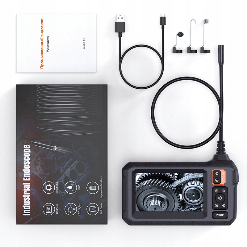 ENDOSKOP KAMERA INSPEKCYJNA WARSZTATOWA FULLHD 1080p 4,3" 2000mAh LED 5m Marka Blow