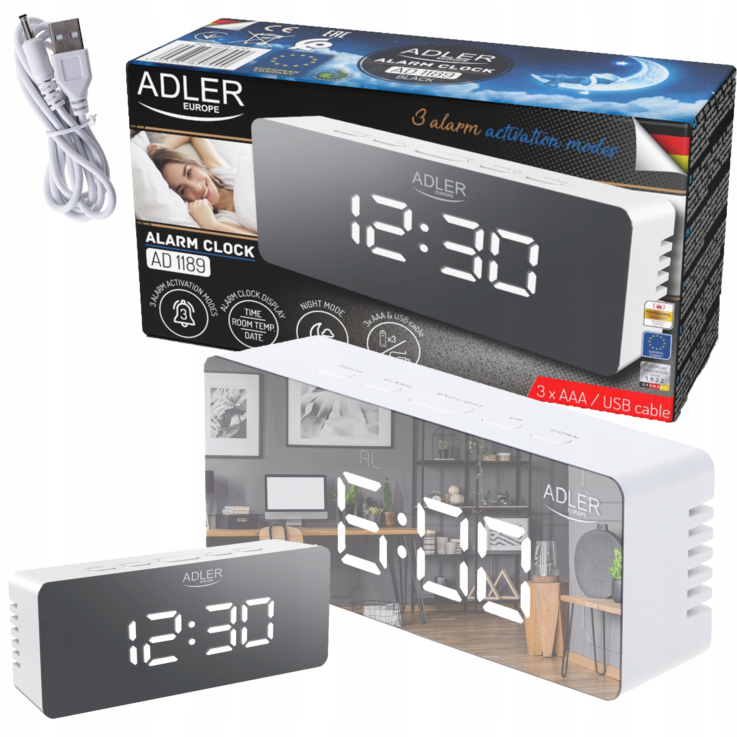 

Zegar Budzik Alarm Duży Wyświetlacz Termometr LCD