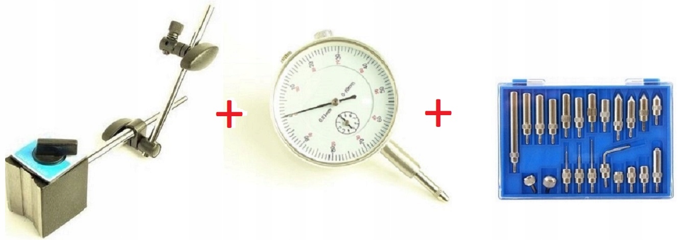 Statyw Magnetyczny + Czujnik zegarowy + Adaptery