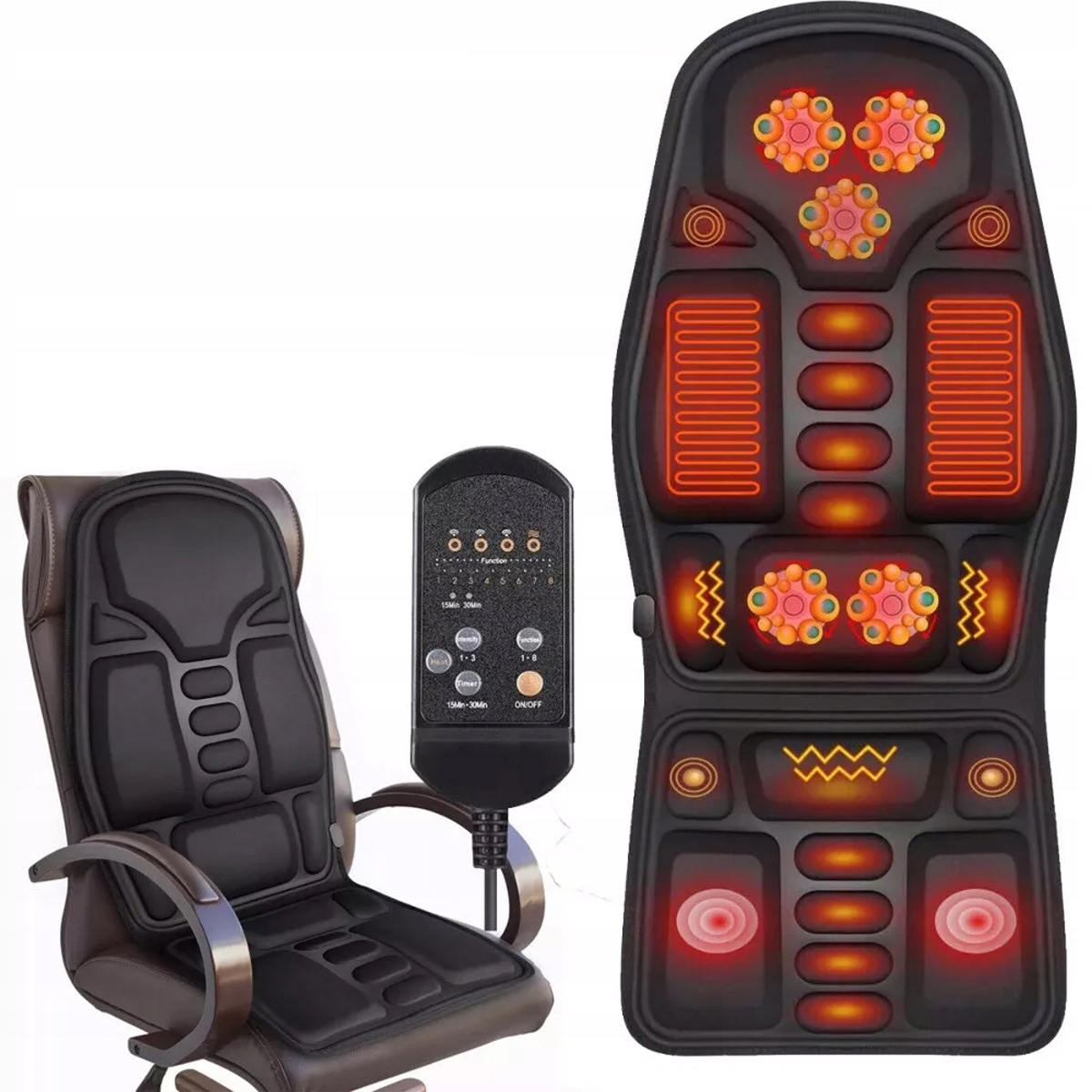 Mata Masująca do Masażu Masażer Ciała Pleców Kręgosłupa Karku Szyi na Fotel