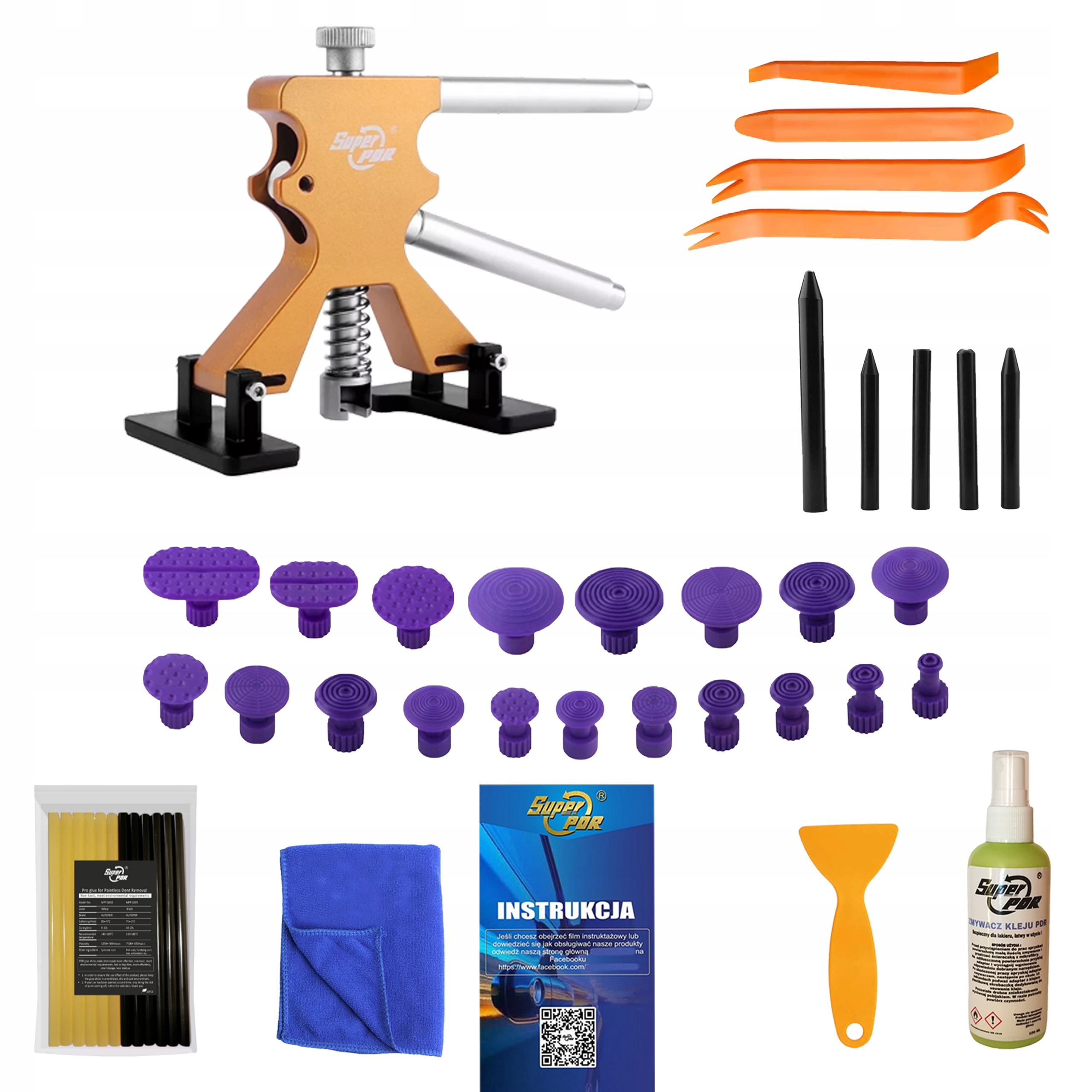 Sada pro odstraňování promáčklin při vytahování promáčklin při narovnávání plechu aut pdr