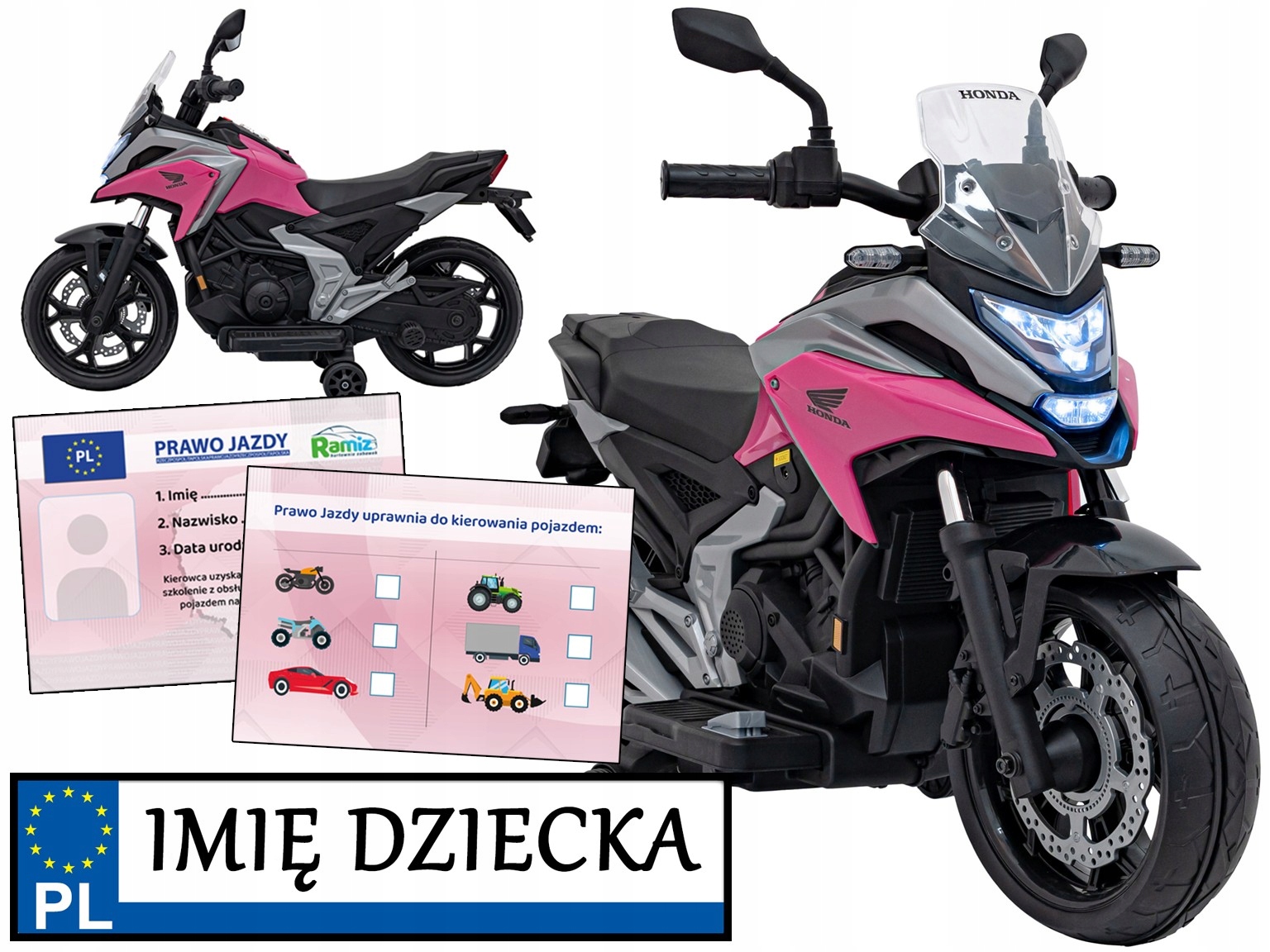 motorek na akumulator dla dziewczynki Honda NC750X rejestracja Prawo Jazdy