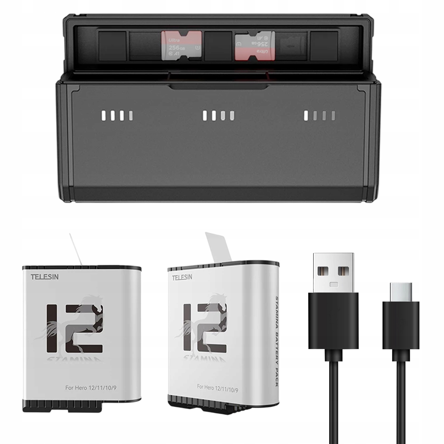 Nabíječka Baterií Pro 2X Akumulátor Go Pro Hero 9 10 11 12