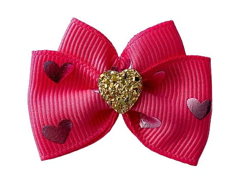 

Kokardka Glamour róż serce 4,5cm Gumka Shih Tzu