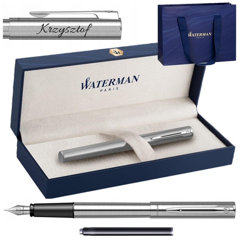 Pióro Wieczne Waterman Allure Stalowe Grawer Pudełko Prezentowe Prestige