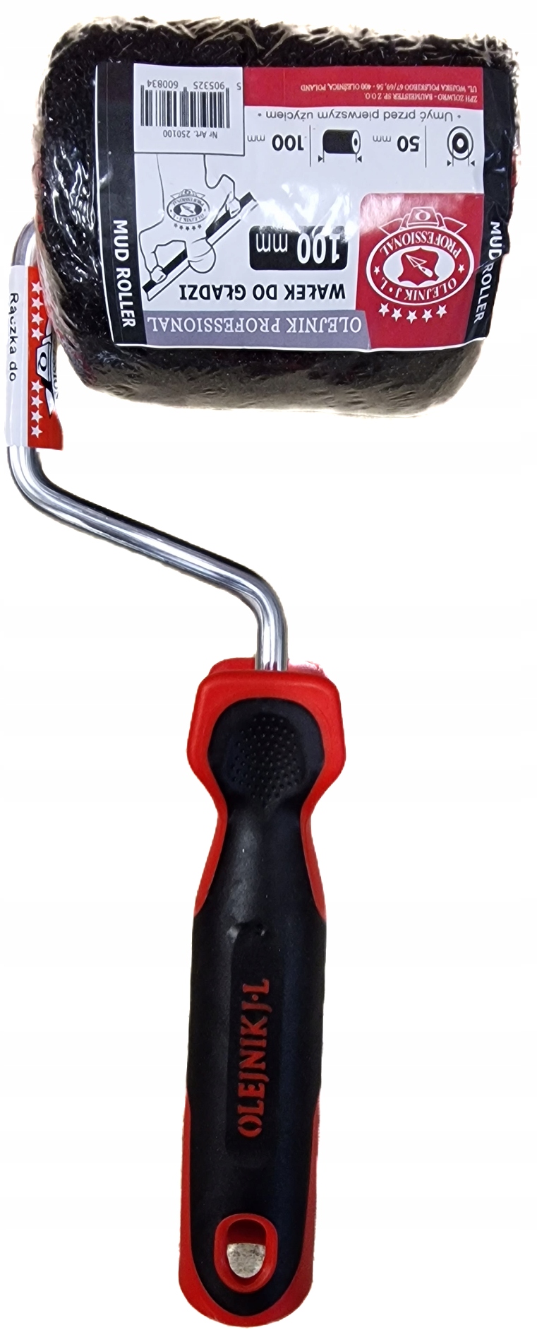 WAŁEK DO GŁADZI SZARY OLEJNIK 10CM + RĄCZKA