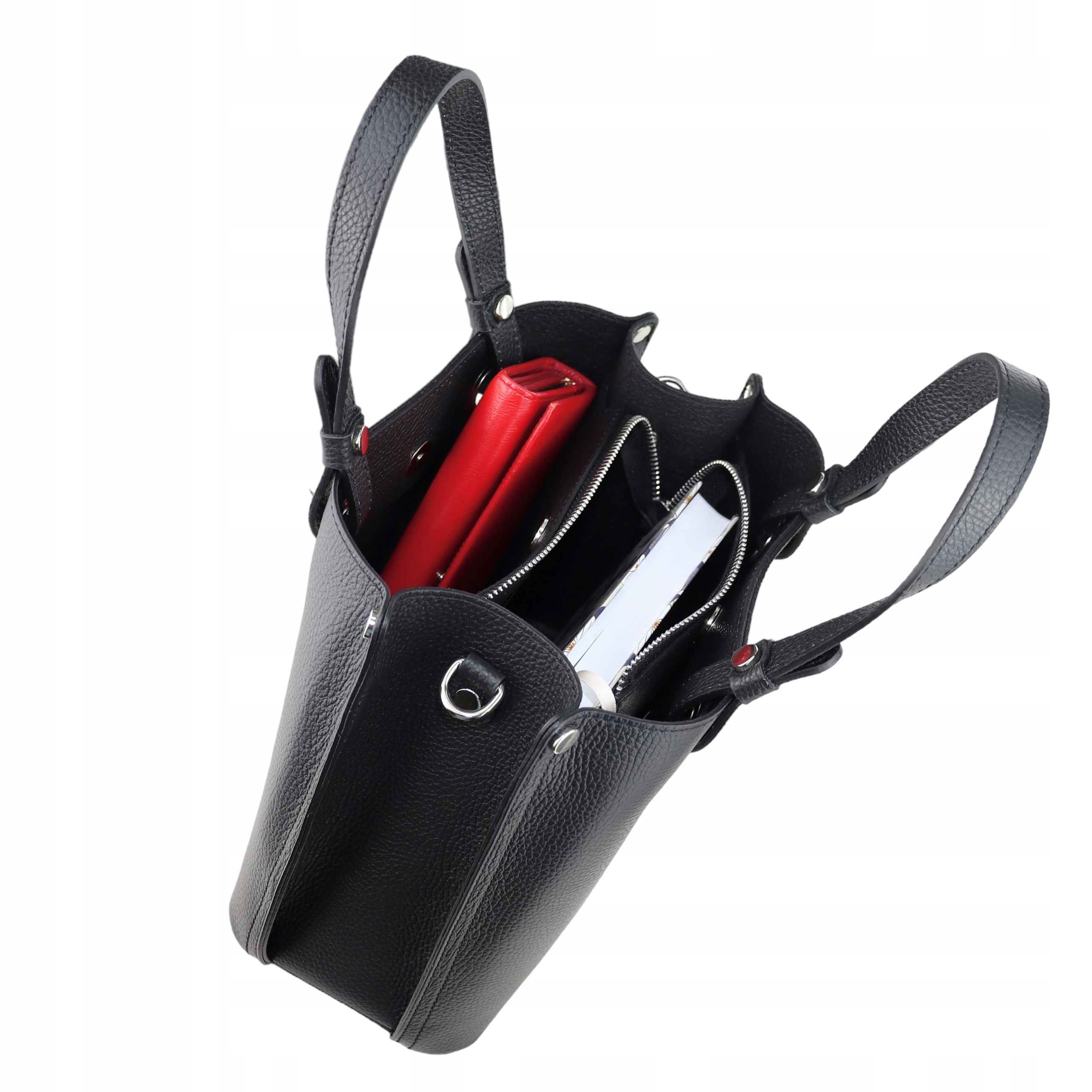 Torebka damska klasyczna, Cheril mini Czarny Wielkość mała (nie mieszcząca A4)