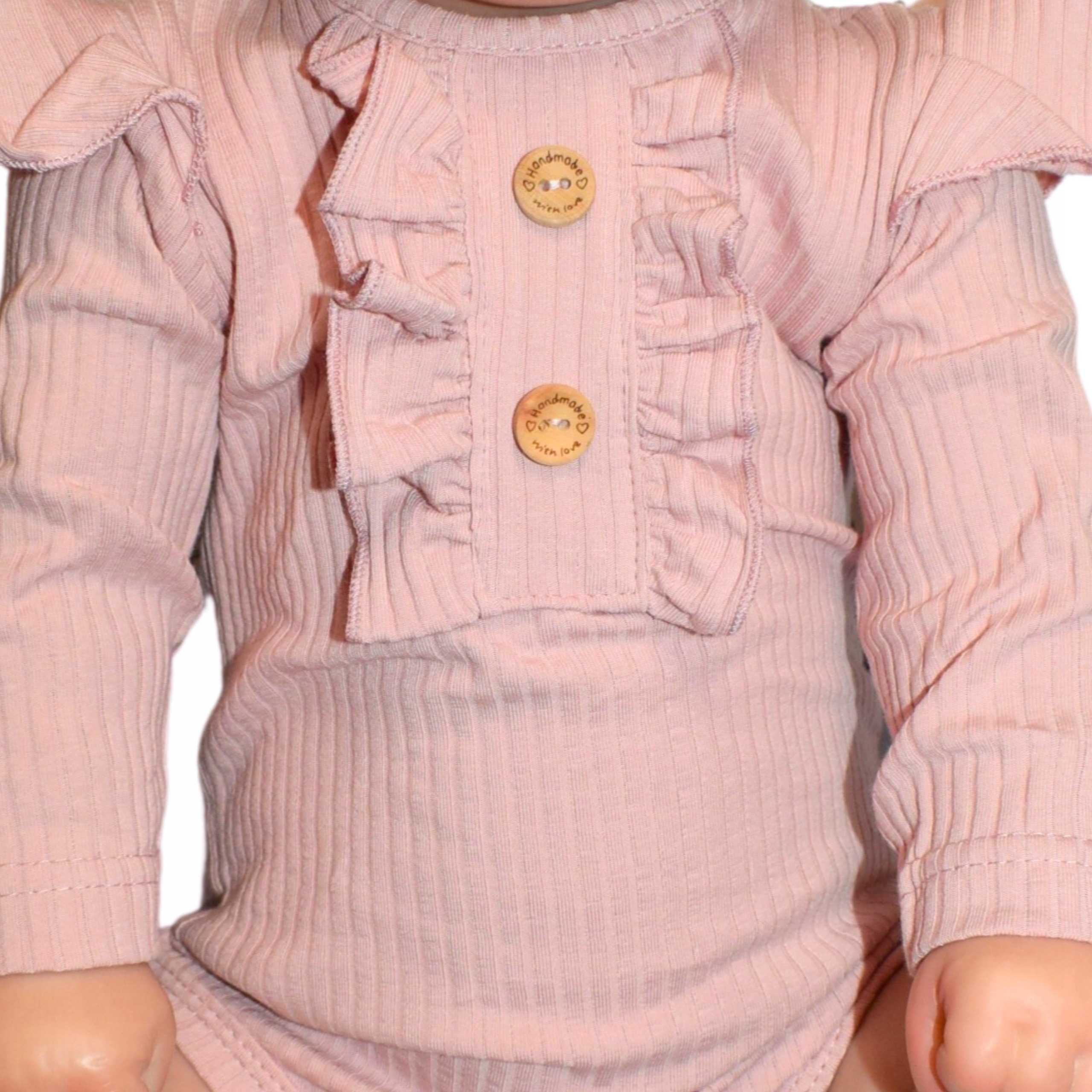 BODY Z FALBANKAMI Prążkowane Długi rękaw Różowe 80 Rękaw długi rękaw