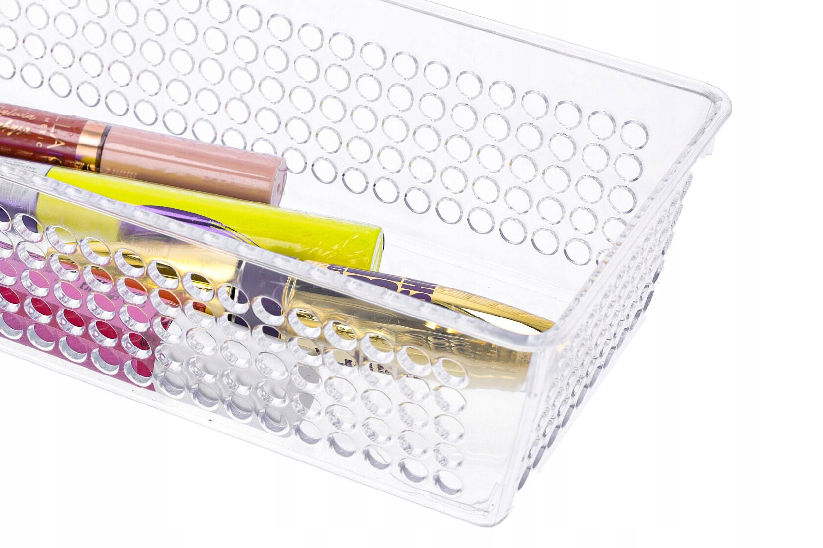 ORGANIZER PLASTIKOWY pojemnik 1,9l na akcesoria przezroczysty koszyk Kolor przezroczysty