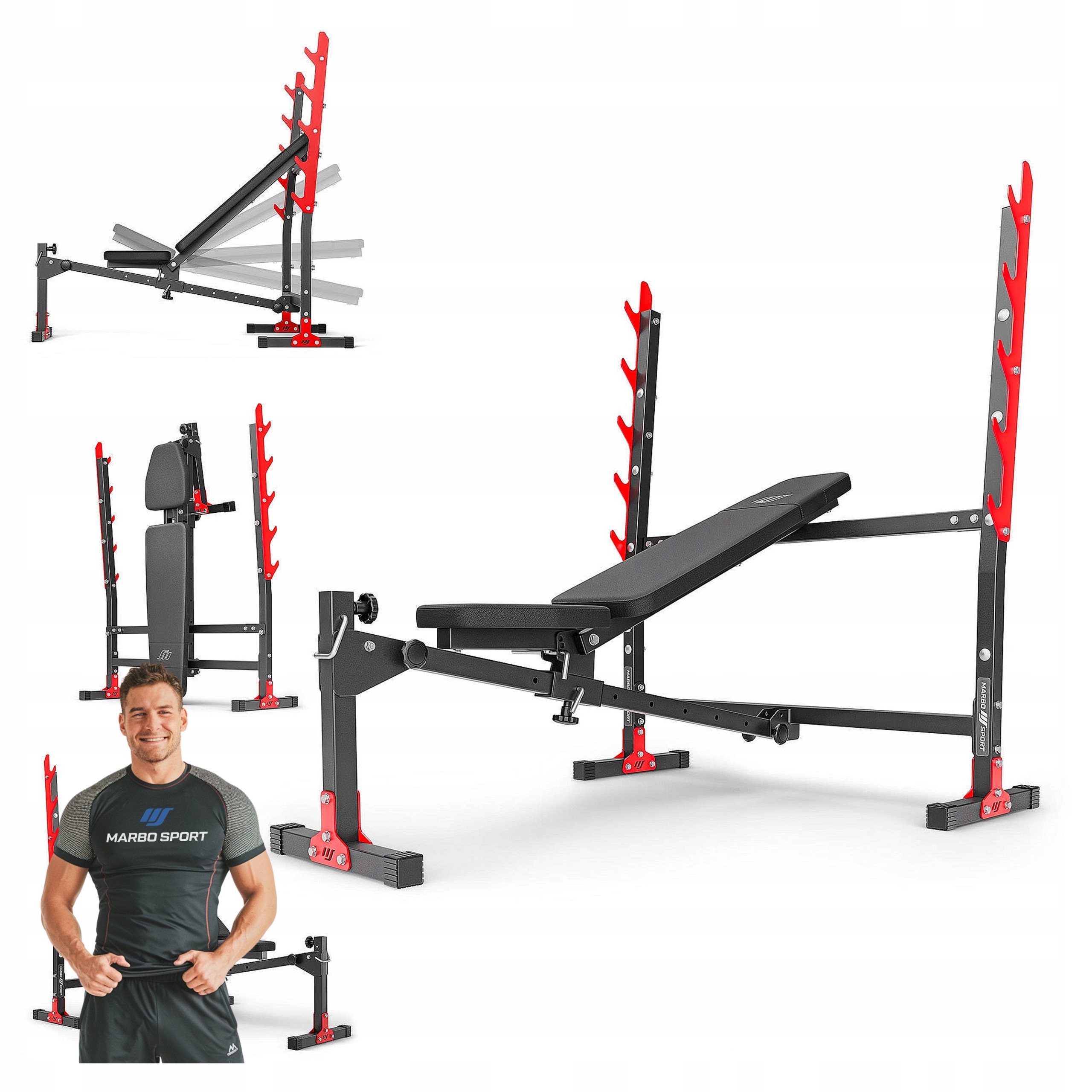 Marbo Lavička na cvičení se stojany, záporný úkos