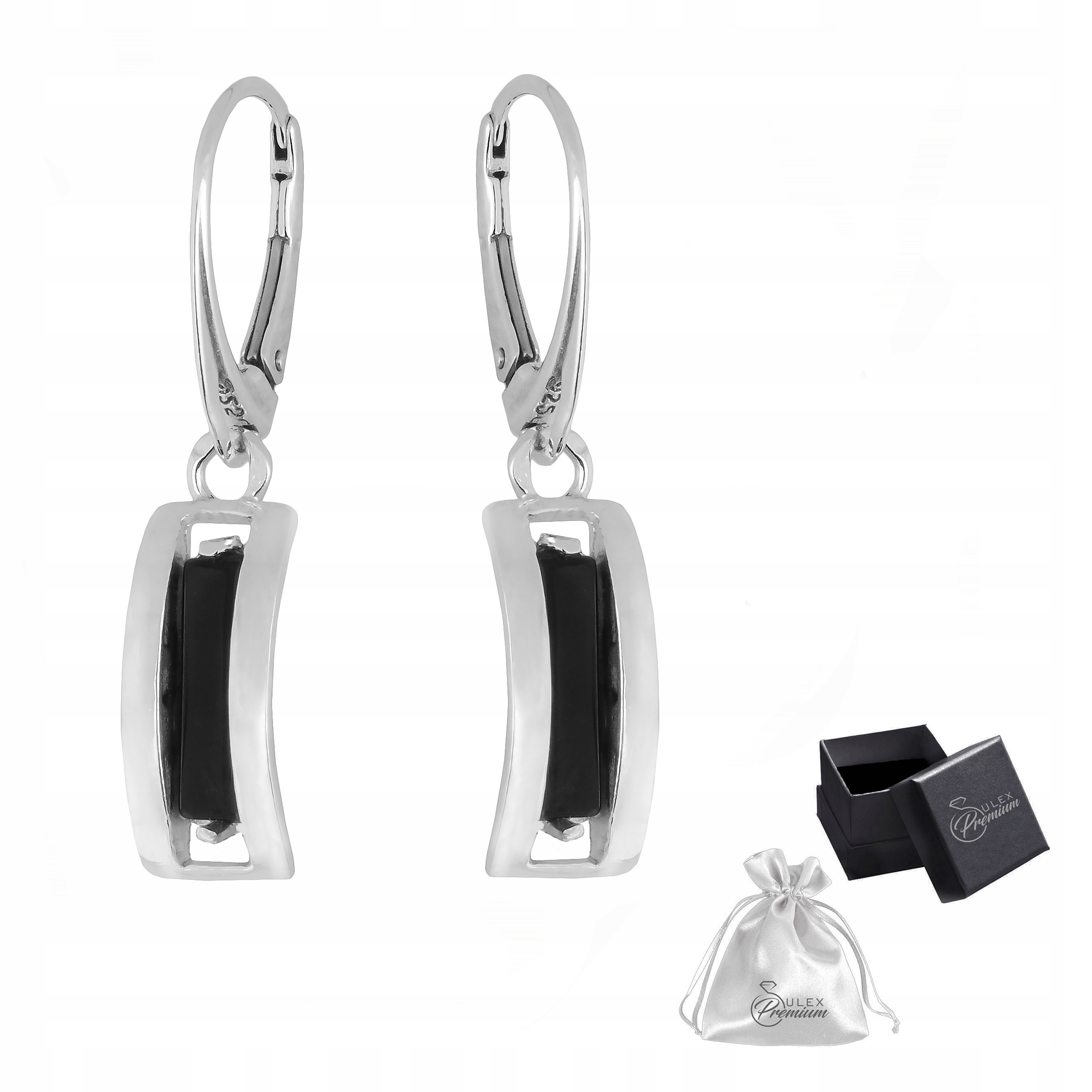 Stříbrné náušnice ryzost 925 Elegantní klasické závěsné náušnice s onyxem pro ni