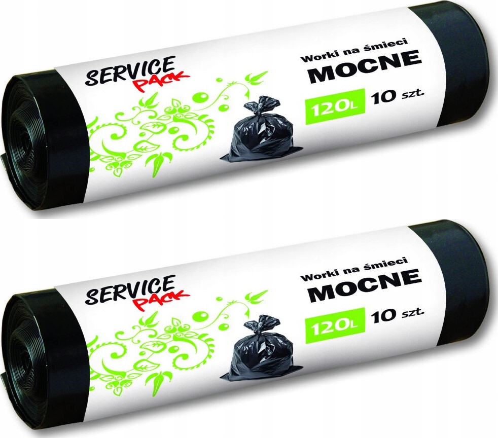 

Worki na śmieci Service Pack 120l 10szt czarny x2