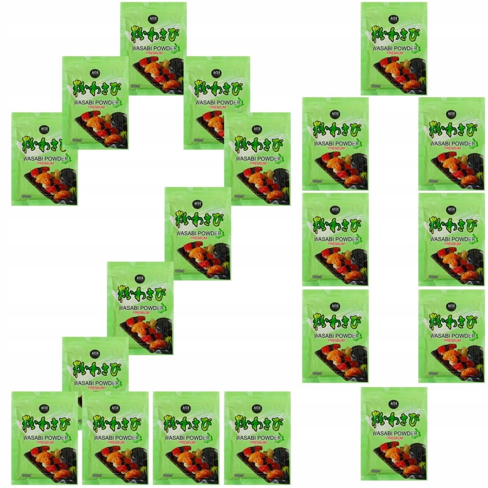 20x Ostra Pasta Wasabi w Proszku Japoński Mocny Zielony Chrzan Sushi 100g