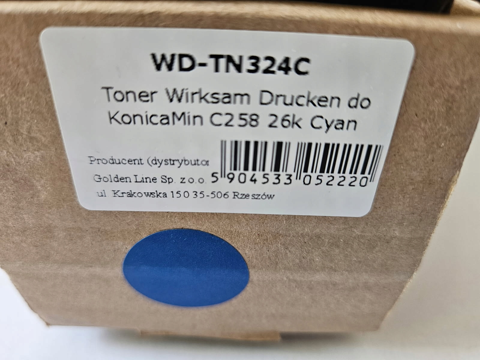 Zamiennik Toner Konica Minolta Wd TN-324C Niebieski C258