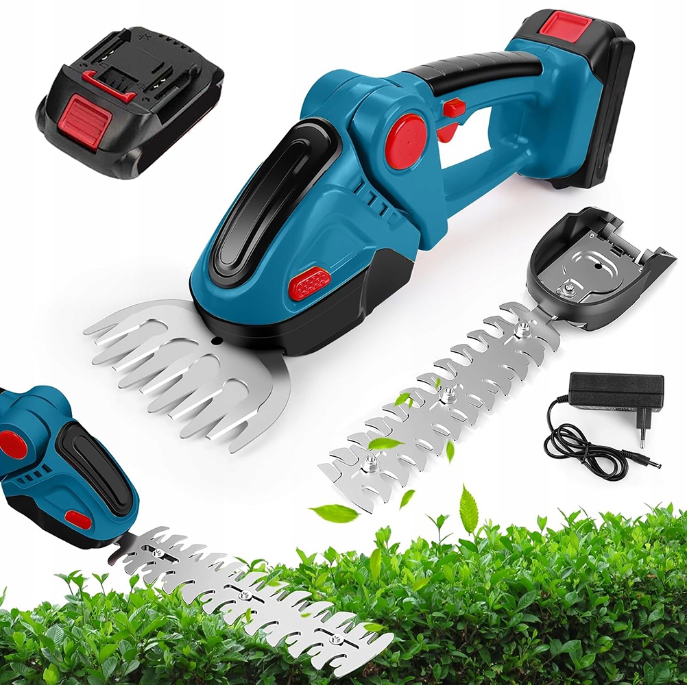 2 W 1 Mocny Nożyce Do Żywopłotu Trawy Krzewów Akumulatorowe 390W +1 X Aku