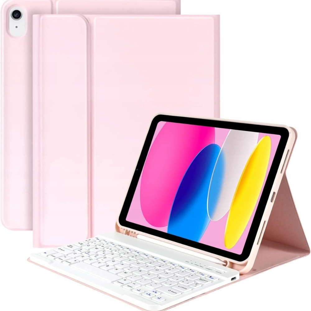 Kbcase Pouzdro s Bluetooth klávesnicí Azerty Es pro iPad 10.9" 10. generace růžové