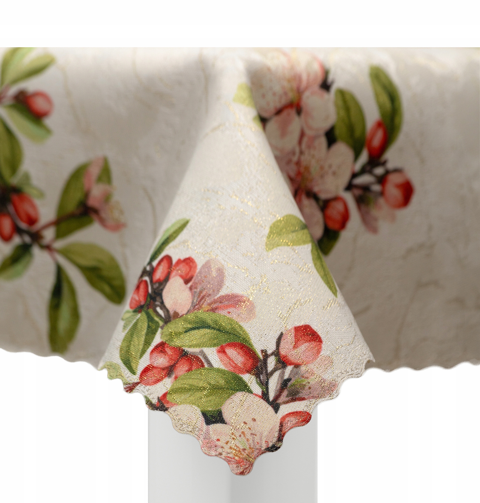 Różowe kwiaty wiśni obrus dwustronny plamoodporny kremowy kwiatowy 90X130