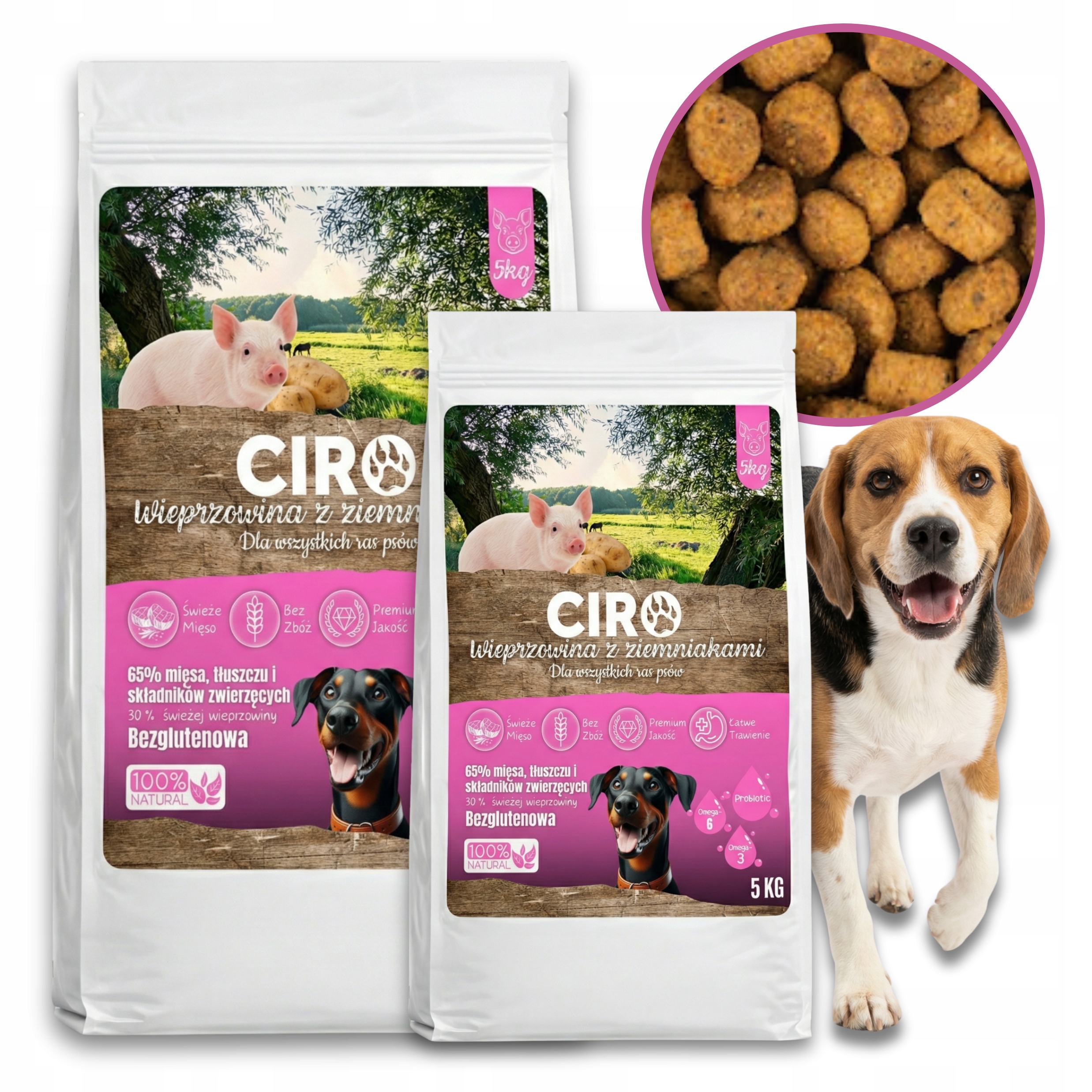 Levně Krmivo Suché Pro Psa Vepřové S Bramborami Velká Dospělá Plemena Ciro 2x 5KG