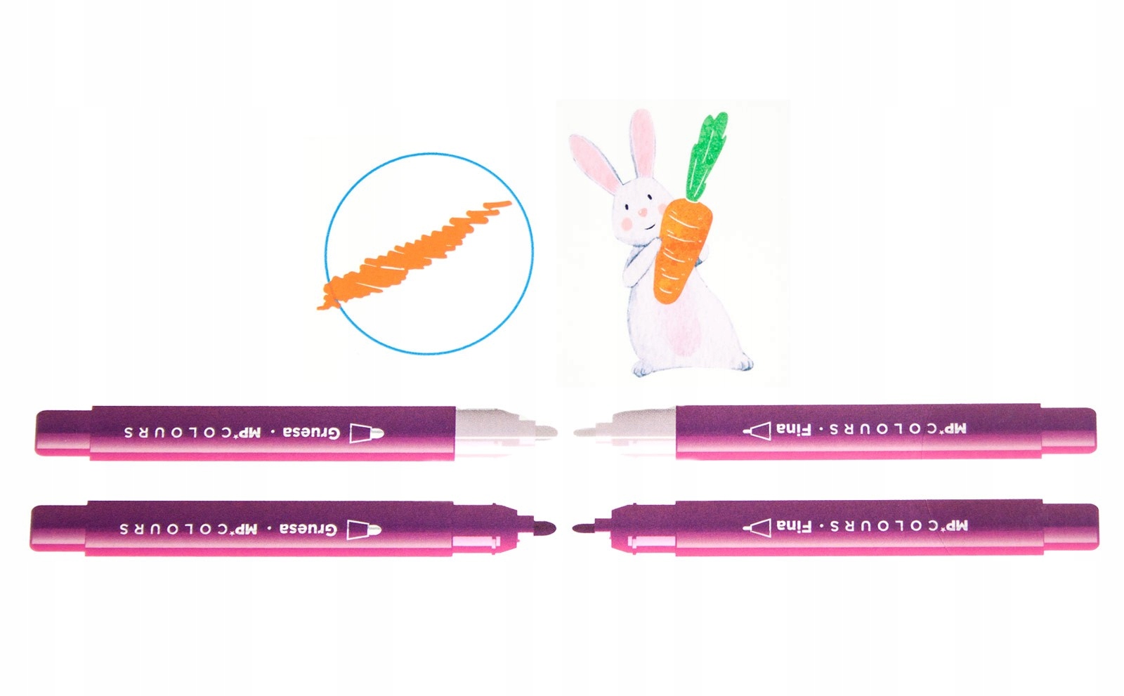 DUO FLAMASTRY PISAKI PODWÓJNE 12 KOLORÓW 2w1 Kolor Wielokolorowy