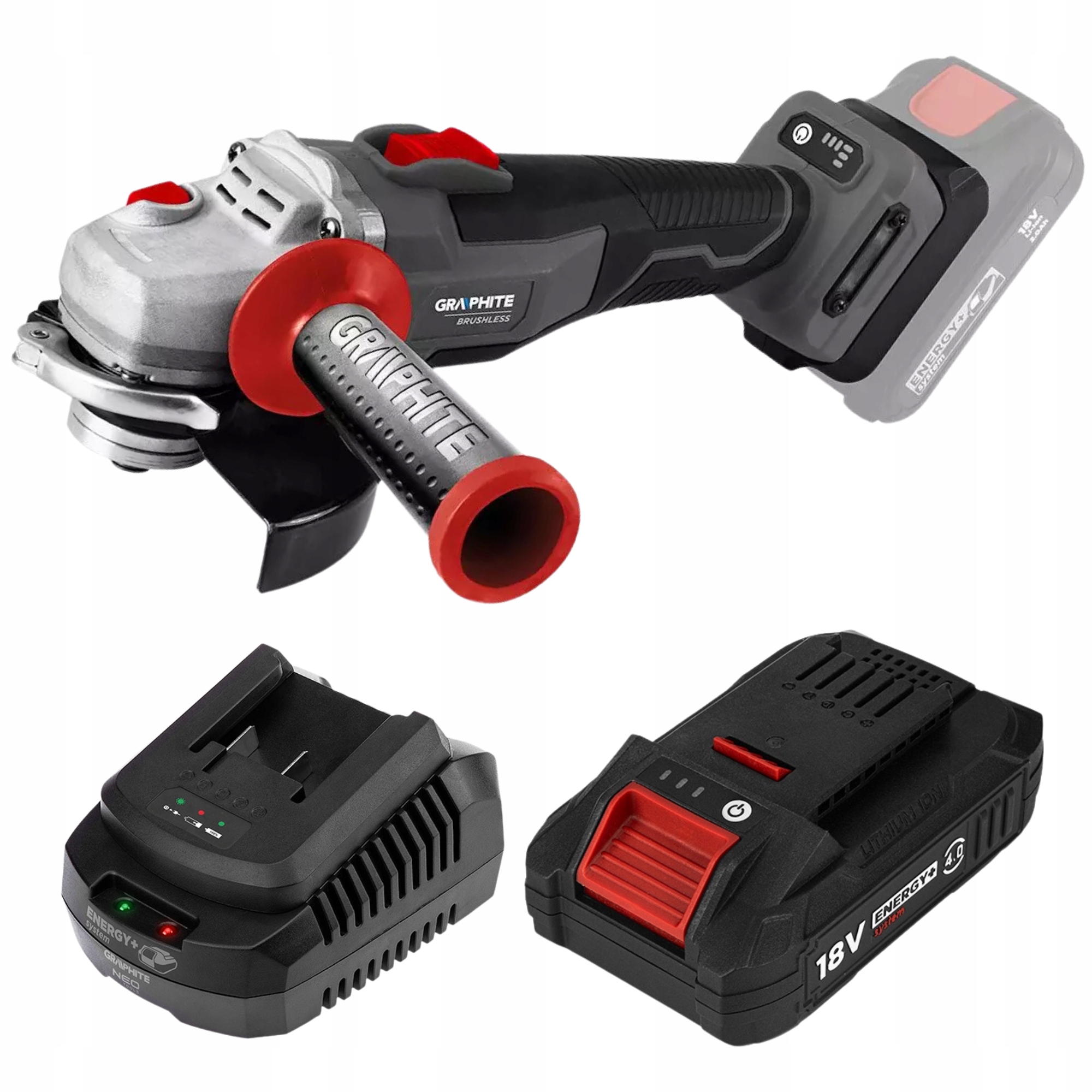 Szlifierka Kątowa Akumulatorowa 125mm Bezszczotkowa +Bateria 4Ah +Ładowarka