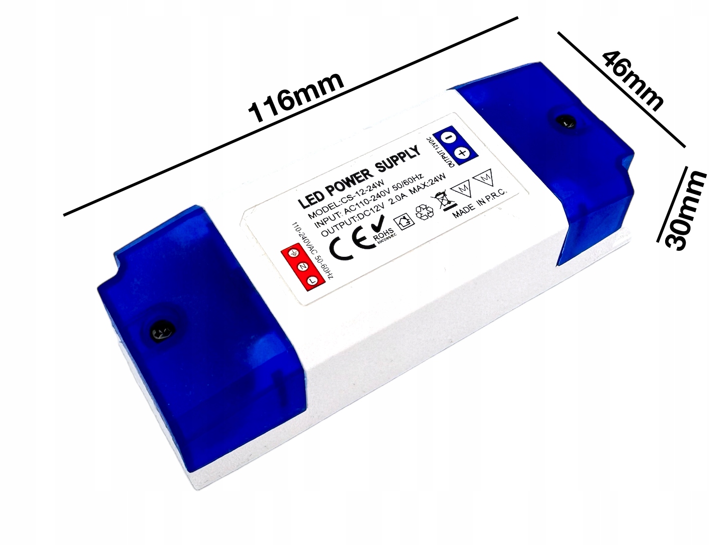 ZASILACZ 12V LED MEBLOWY 24W 2A Do Taśmy LED Transformator Moc 24 W